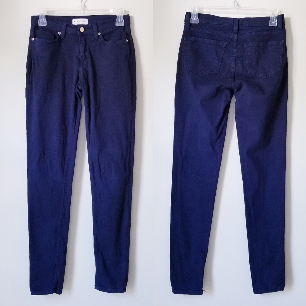 APHRODITE Made In USA Blue Skinny High Waisted Pants Sz 7